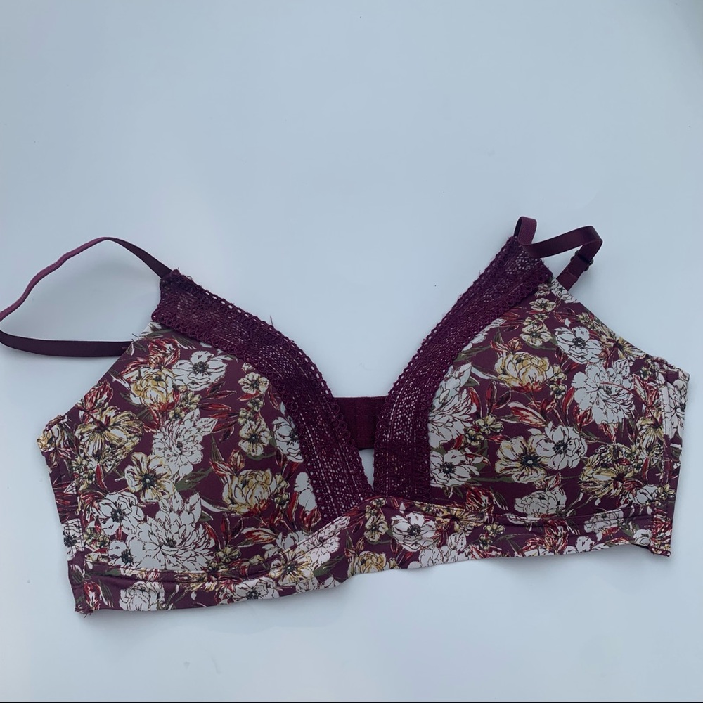 Lucky Brand 38C Purple burgundy Floral Bra plus